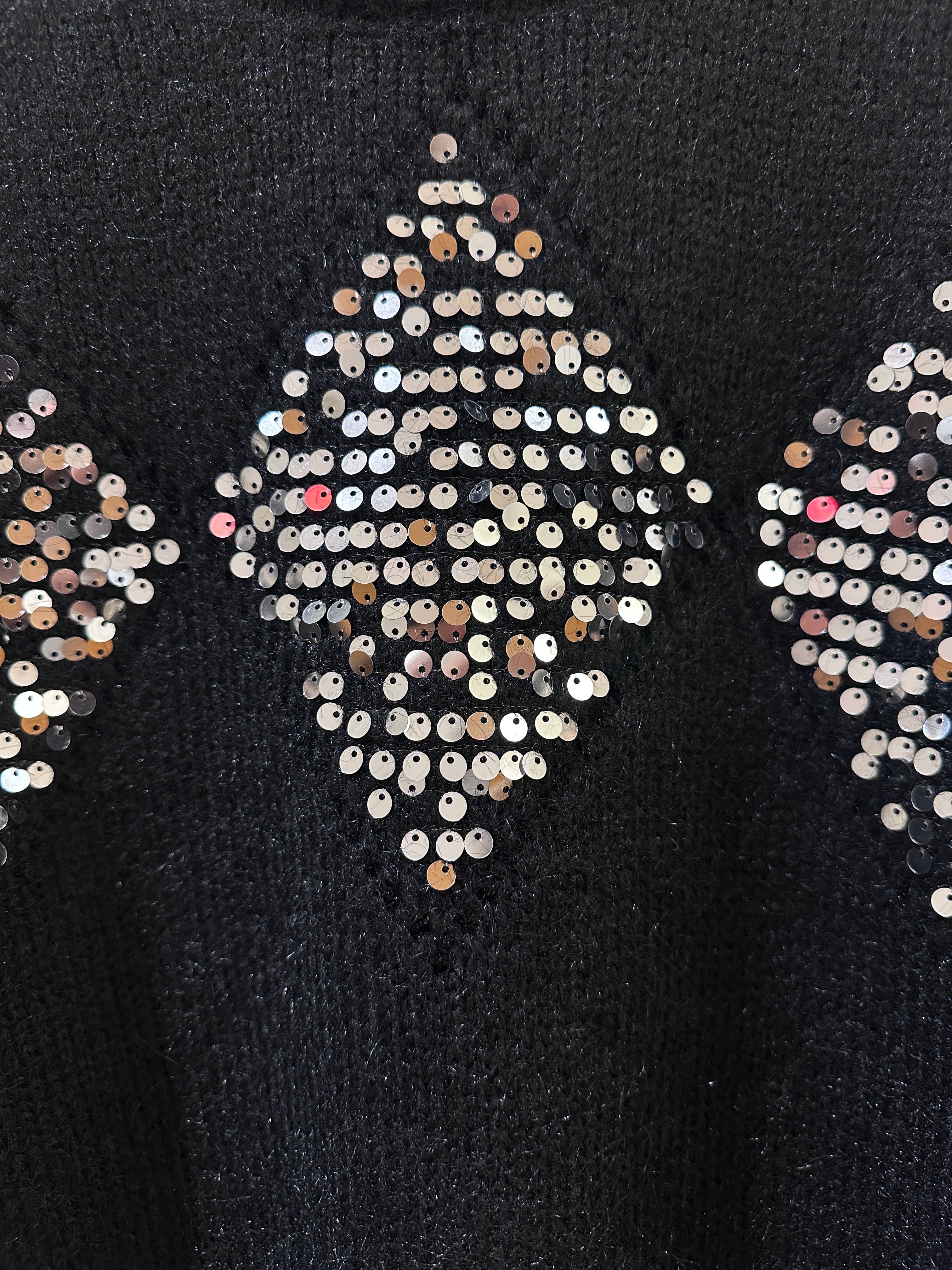 Black Sequin Knit Sweater Diamond Pattern Embellished Pullover for wholesale on Faire6