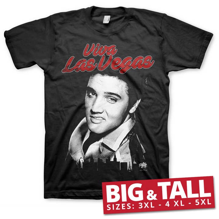 Black Elvis - Viva Las Vegas Big & Tall T-Shirt for wholesale on Faire