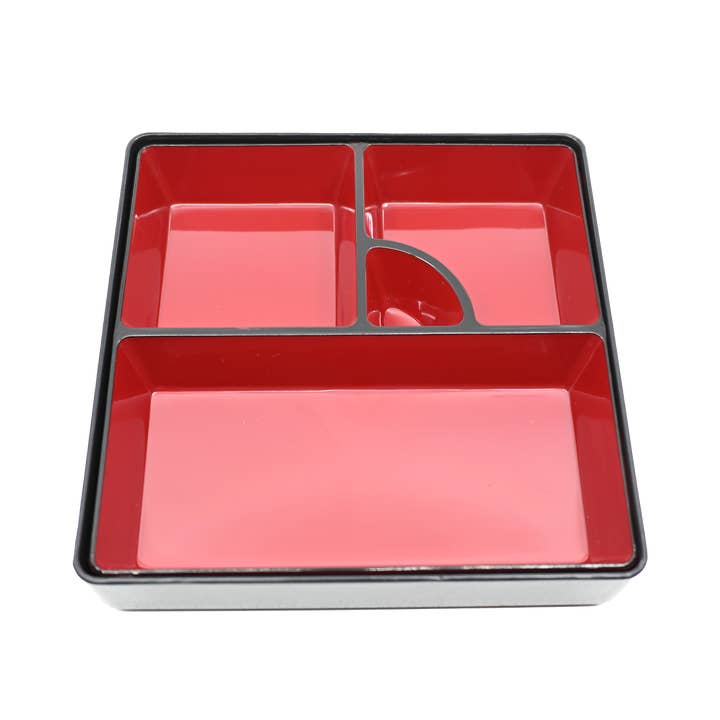 8"L Square Plastic Lacquer Bento Box (1/24) for wholesale by Urban Tokyo