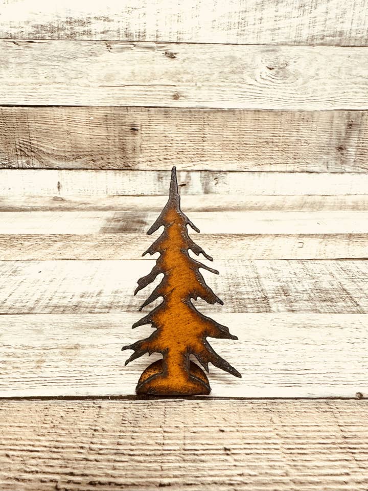 Charlie Brown Pine Tree Rustic Metal Lodge Add on Figurine for wholesale by Universal Ironworks USA
