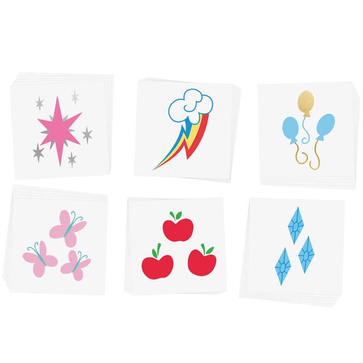 Cutie Marks Variety Set - tatuaggio temporaneo a forma di pony per bambini per la vendita all'ingrosso da parte di Flash Tattoos