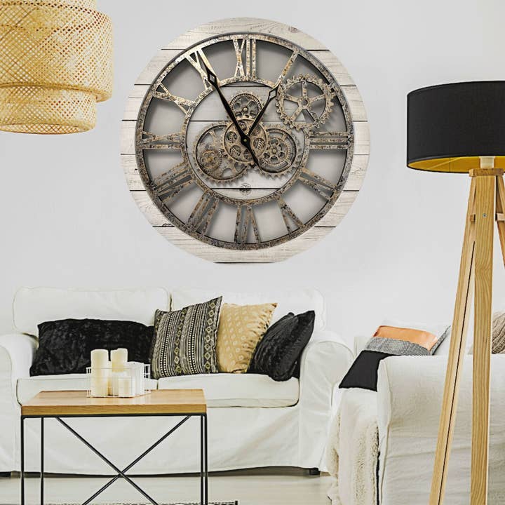 The Gears Clock - Wholesale Wall Clock - AMERICA LINE WALL CLOCK 24 INCH WHITE FARMHOUSE5