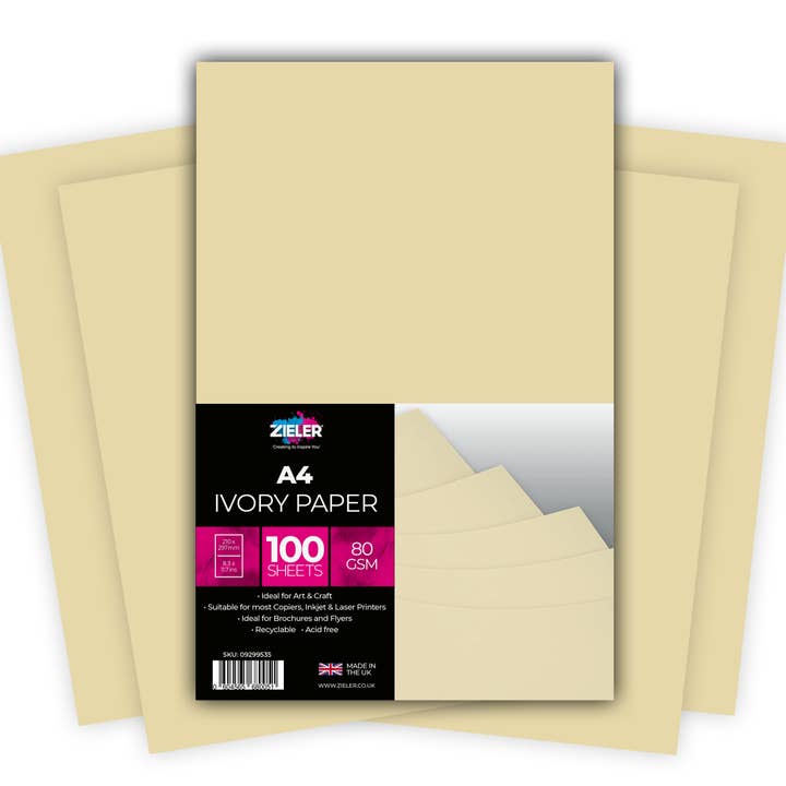 Zieler - Wholesale Craft Supplies - A4 Smooth Ivory Paper – 80gsm (100 sheets)
