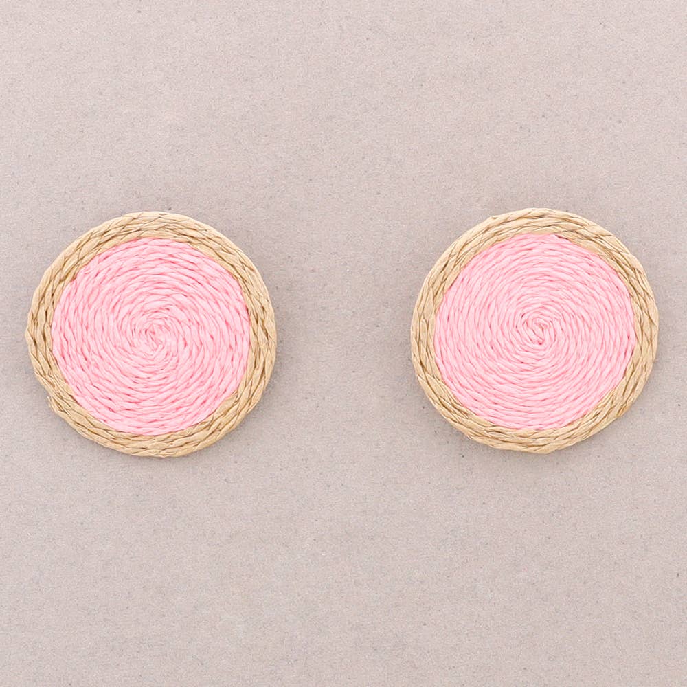 Sonata - Wholesale Stud/Post Earrings - Raffia Medal Pressure Earrings2