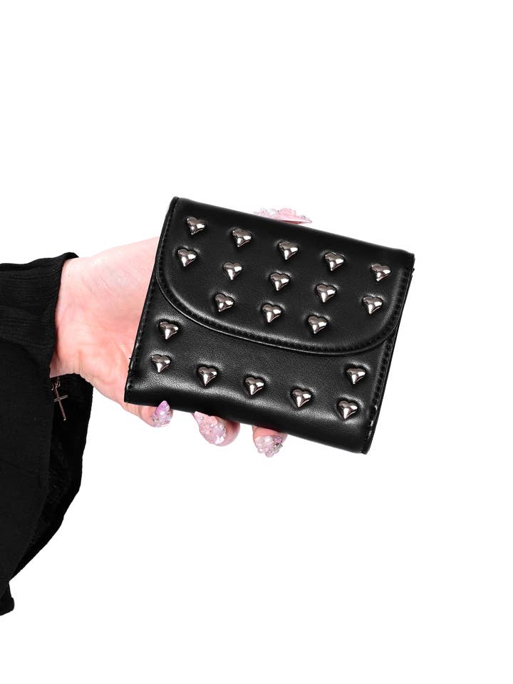 Cartera con tachuelas de corazón para venta al por mayor de Foxblood