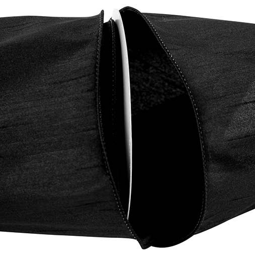 Dupioni Supreme Wired Edge, Black, 4 In, 10 Yards for wholesale by RELIANT RIBBON