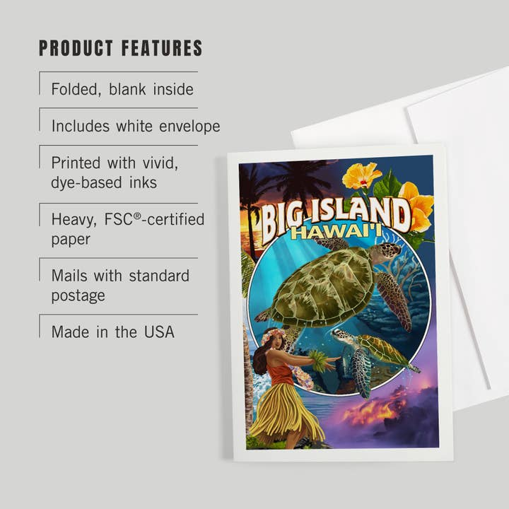 Lantern Press - Vendita all'ingrosso Biglietti di auguri generici - CARTOLINA Isola Grande, Hawaii, Montaggio Isola Grande2