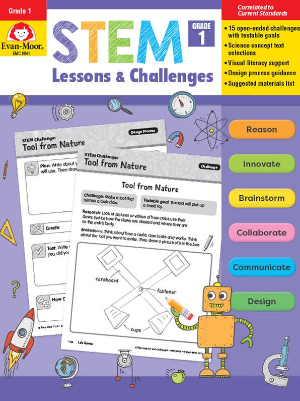 STEM-lektioner og udfordringer, karakter 1 Lærerressource for engroshandel hos Evan-Moor Educational Publishers