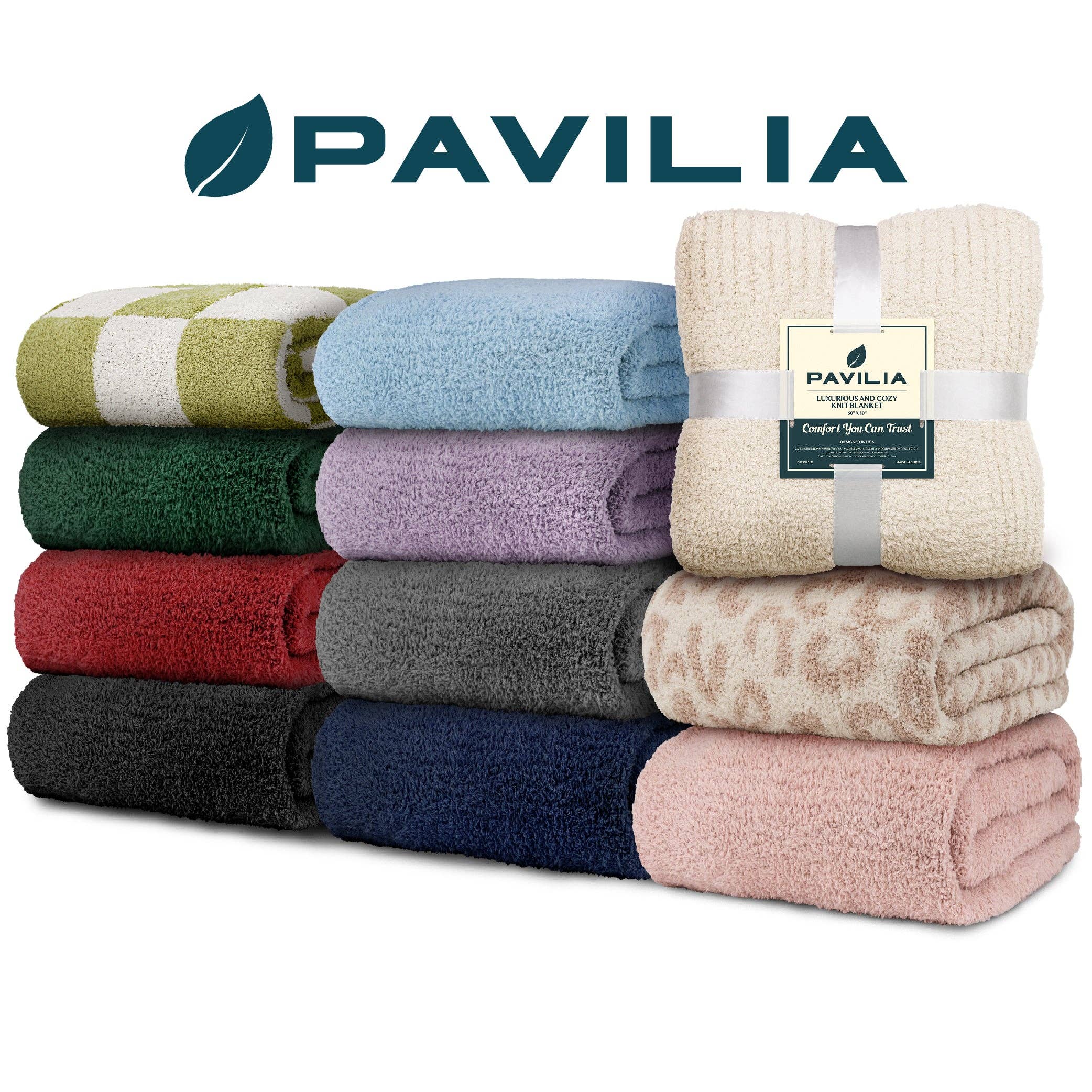 Pavilia – wholesale Throw blanket – Buttery Soft Fluffy Knit Blanket12