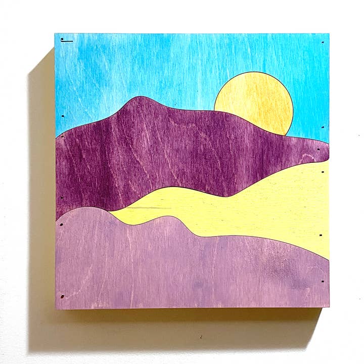 Sunset Behind the Mountain / Home Decor / Lime, Purple, Blue for wholesale by Simple and Sylvan