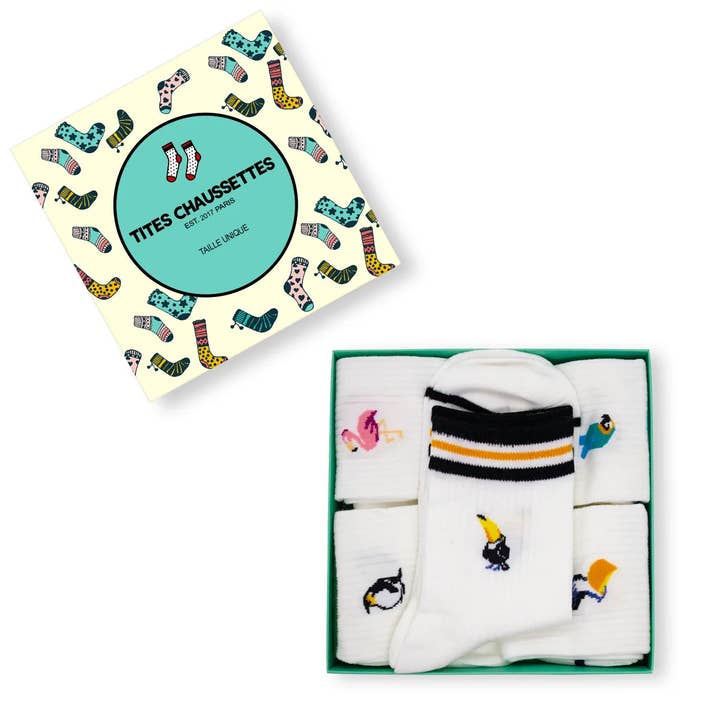 Set di 5 Calzini Alti Animali Esotici Donna I 35-41 per la vendita all'ingrosso da parte di Tites Chaussettes