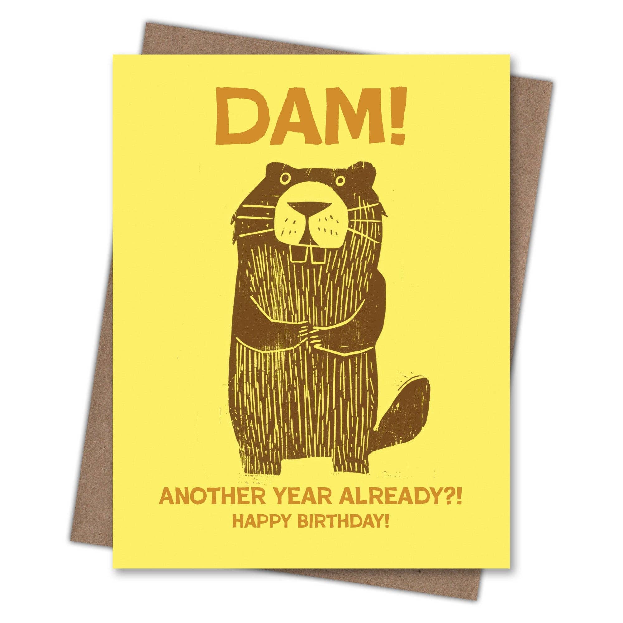 Scarecrow & Nut Tree - Venta al por mayor Tarjetas de cumpleaños - Tarjeta de cumpleaños del castor de la presa1