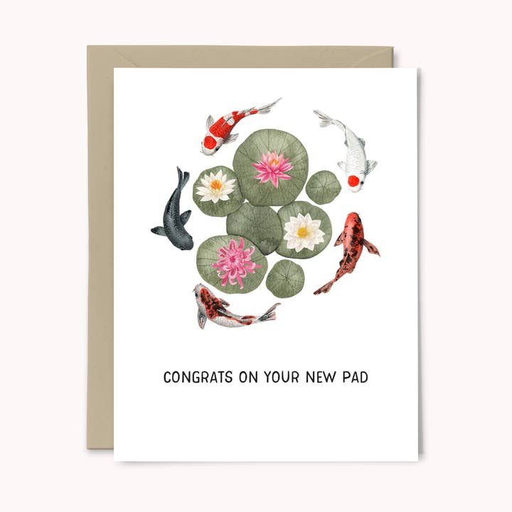 Congrats on Your New Pad New Home Greeting Card for wholesale by Paper Swan & Co.