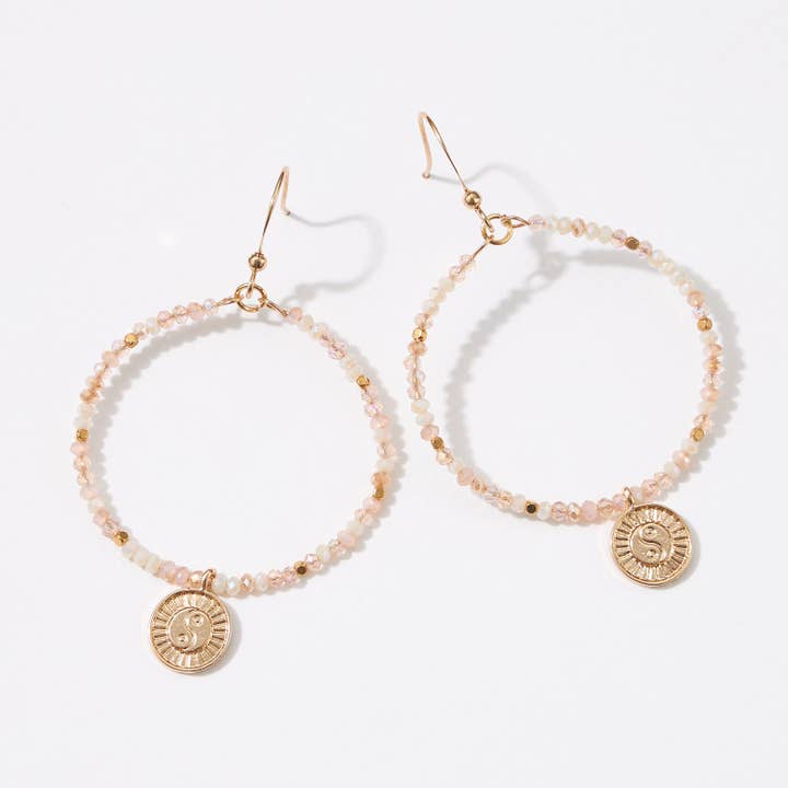 Beads Earrings with Ying Yang Charm for wholesale by Frem
