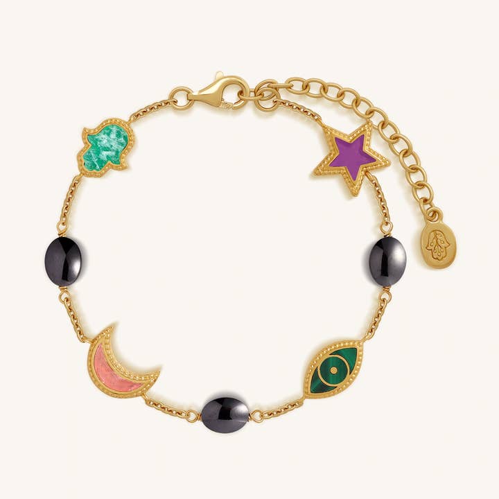 Armonia Celestiale – Bracciale con Luna, Stella e Hamsa per la vendita all'ingrosso da parte di Karma And Luck