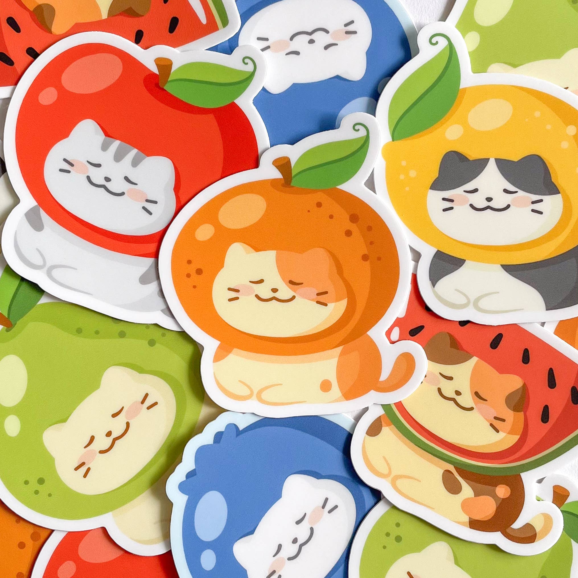 Studious Owl Press - Wholesale Sticker - Cute Fruit Hat Cat Waterproof Matte Vinyl Sticker7
