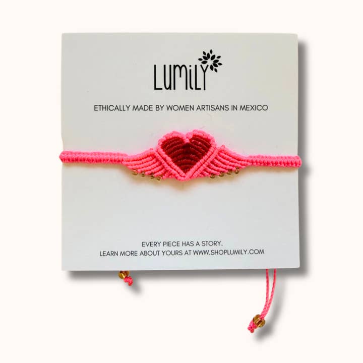 Lumily - Wholesale Woven/Braided Bracelet - Macrame Woven Heart Wings Pull String Bracelet - Mexico