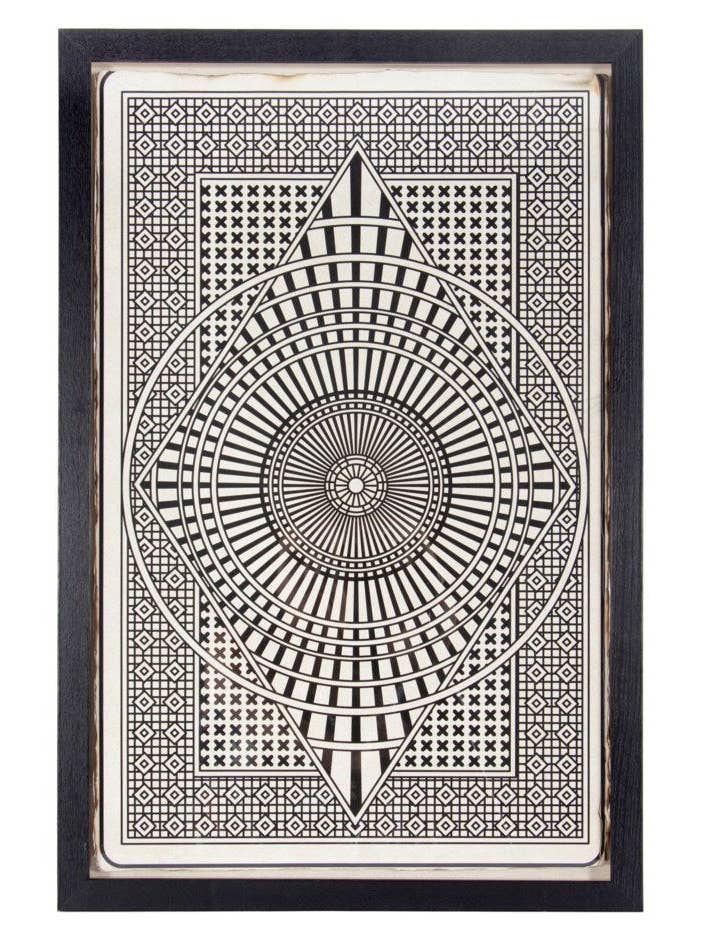 Framed Black and White Playing Cards Vintage Style Wall Art for wholesale by Flair Interiors