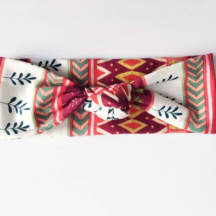 Maroon Stripe Top Knot Headband for wholesale by Macie & Me