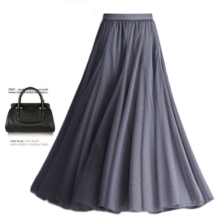 UZ Wholesale Store – Engroshandel Nederdel - Dame – Maxinederdel i ensfarvet dobbelt lag med stor kant8