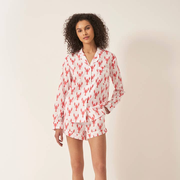 Commodities Trading (UK) Limited (Myza) - Wholesale Sleepwear Set - Women's - Red Lobster Women's Organic Cotton Long Sleeve PJ Short Set0