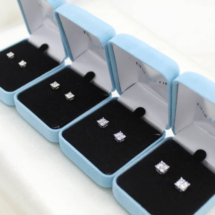 Fifth and Fine - Wholesale Stud/Post Earrings - 1/4 - 1 1/2 Cttw Cushion Diamond Stud Earrings set in 925 St7