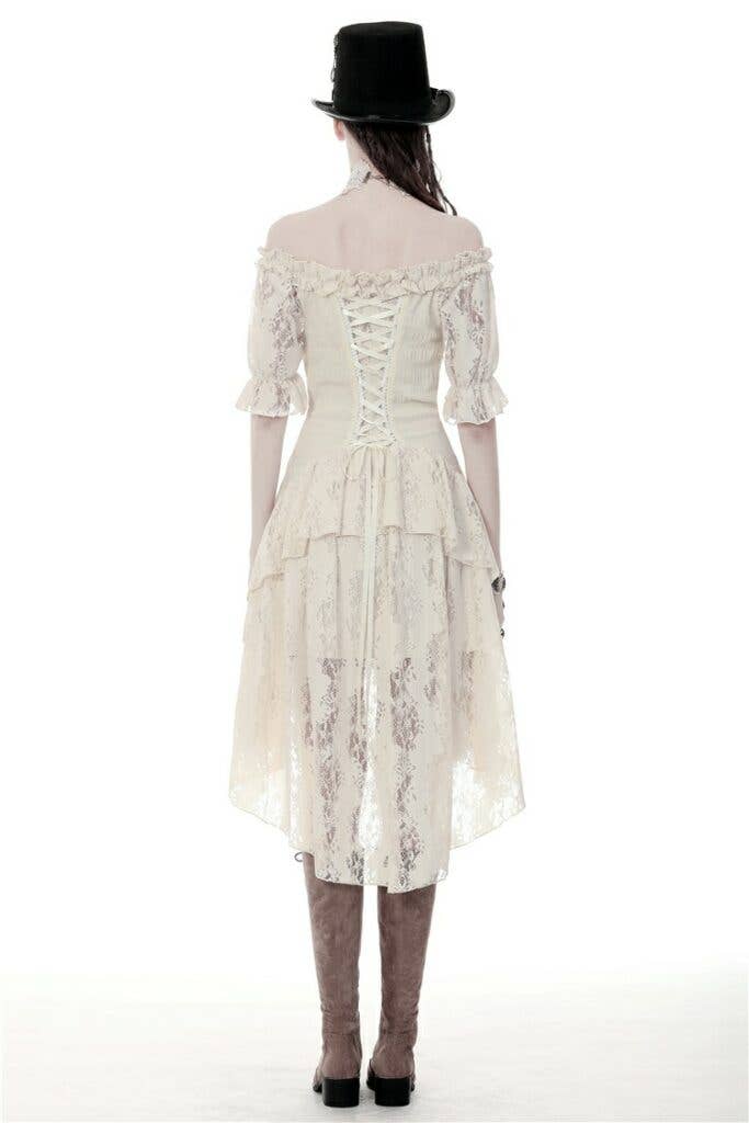 Ivory DW358 - Overlay Lace Hi Lo steampunk dress for wholesale on Faire1