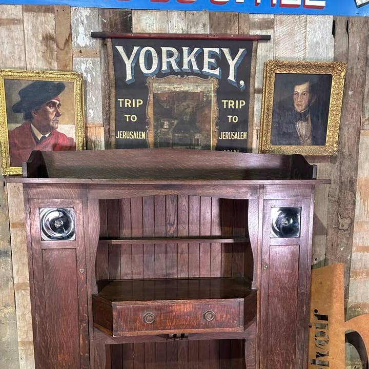 Antique Oak Breakfront Bookcase by Leonard Wyburd for wholesale by belvoir