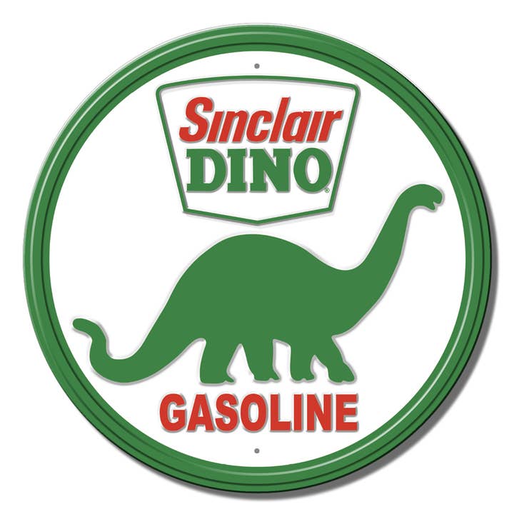 Desperate Enterprises - Wholesale Sign - Round - Sinclair Dino Gasoline Tin Sign