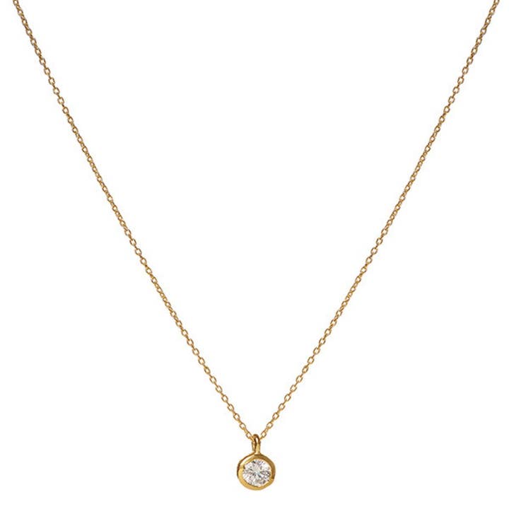 Heart and Lotus Sterling Silver Jewelry - Wholesale Pendant/Charm Necklace - April Birthstone Necklace in Cubic Zirconia + Gold5