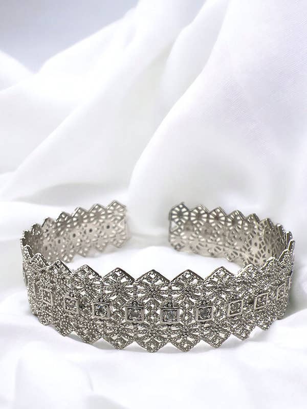 Gem Filigree Accent Cuff Bracelet for wholesale by Andrea Bijoux