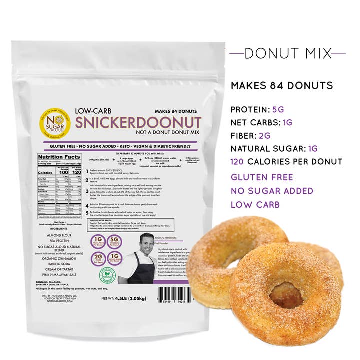 BULK - Low-Carb Snickerdoonut Donut Mix for wholesale by No Sugar Aloud LLC