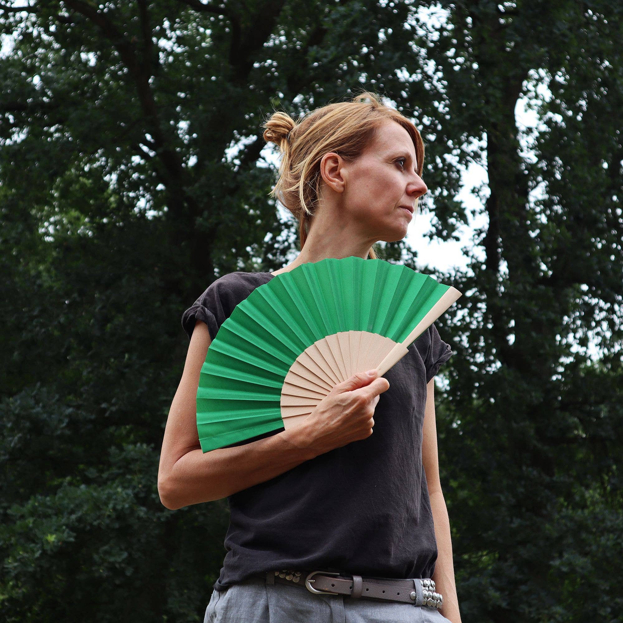 Tribal Trade GmbH - Wholesale Handheld Folding Fan - Wedel fans foldable fans hand fans green6