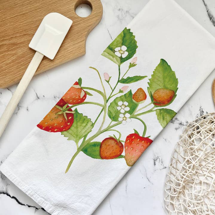 Honey Brush Design® - Wholesale Tea Towel - Strawberries Tea Towel1