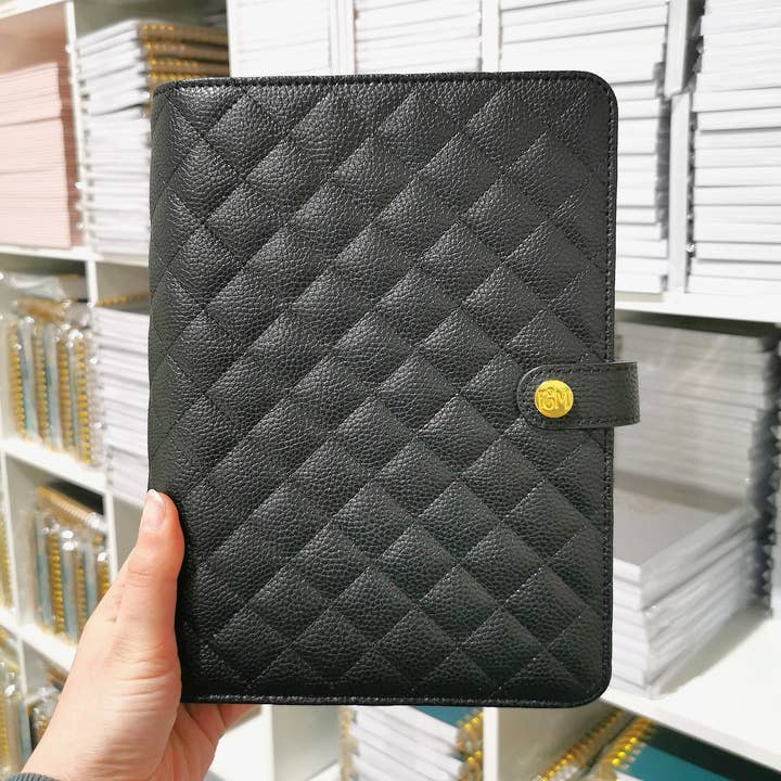Fox & Moon – wholesale Planner – Black Quilted Personal Planner0