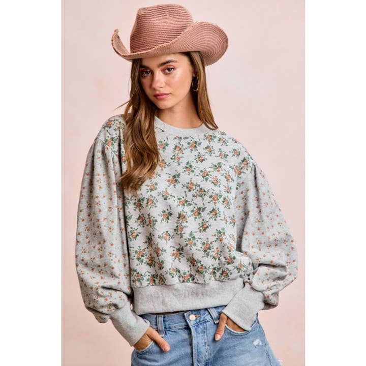 Floral Printed Terry Mix And Match Top for wholesale by IVE