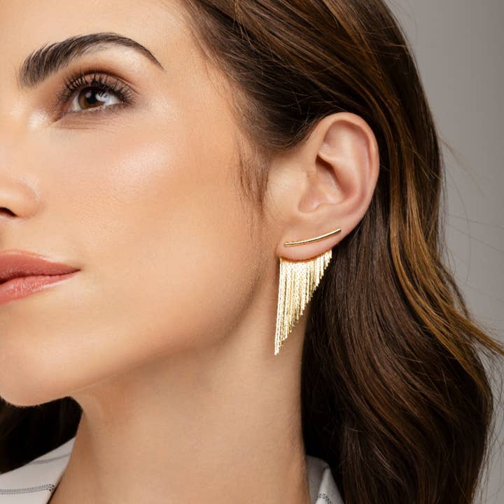 Tassel Fringe Earrings Gold Short for wholesale by House12