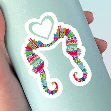 Seahorses Kissing Sticker for wholesale by Fancypantsrodgers Illustration