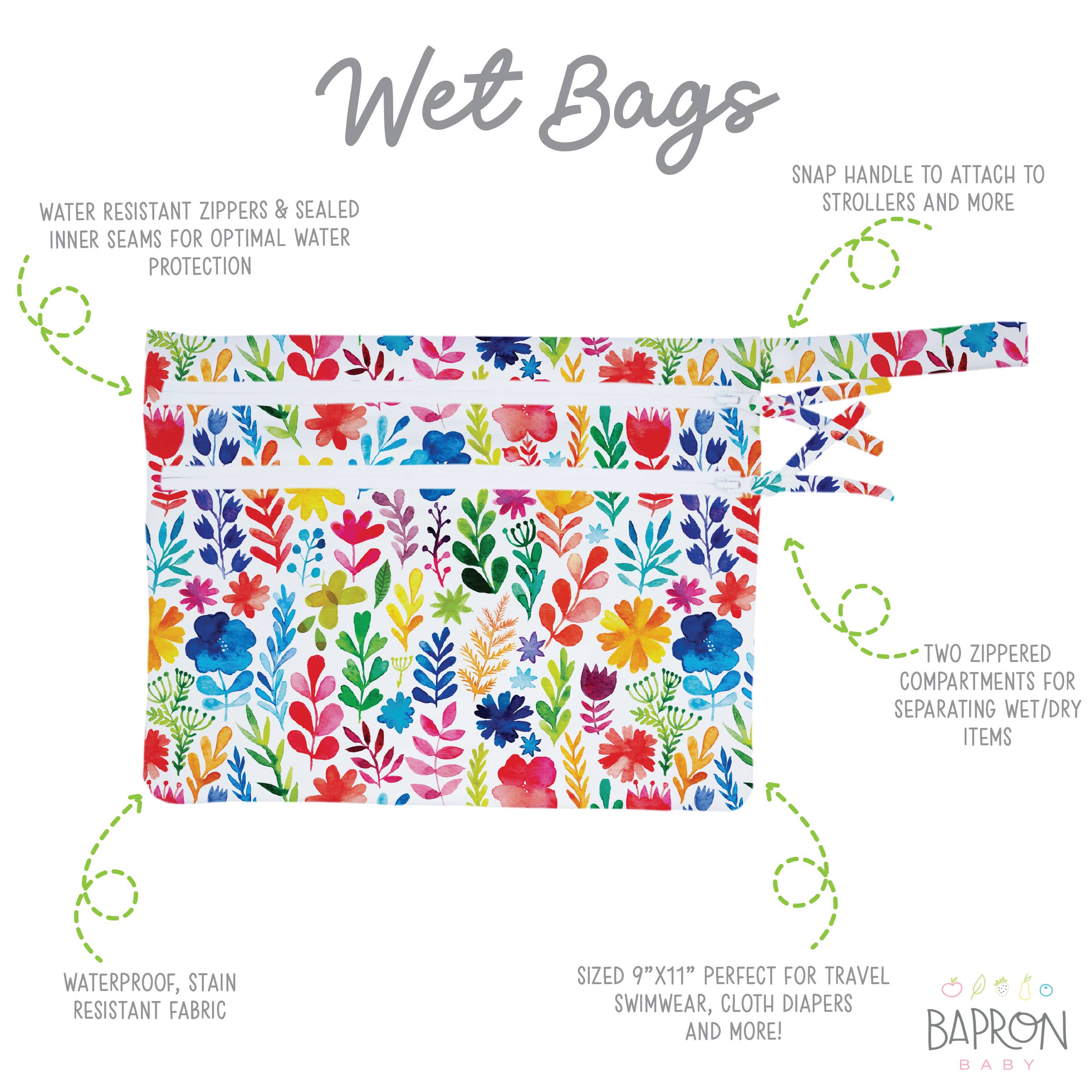 BapronBaby – wholesale Wet bag – Child & baby – Rainbow Watercolor Floral Waterproof Wet Bag1