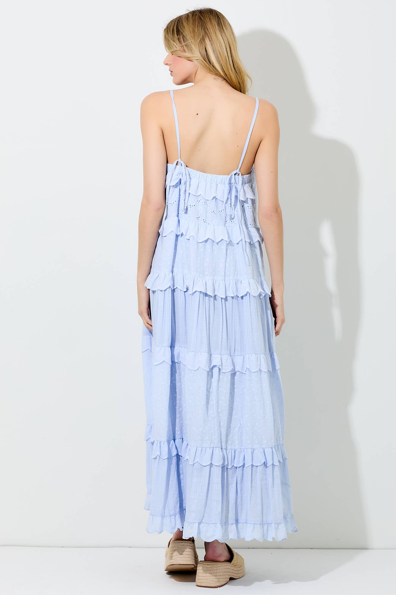 Baevely by Wellmade USA - Wholesale Dress - Women's - EYELET SPAGHETTI STRAP MAXI DRESS5