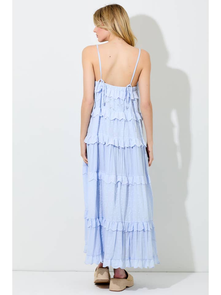 Baevely by Wellmade USA - Wholesale Dress - Women's - EYELET SPAGHETTI STRAP MAXI DRESS5