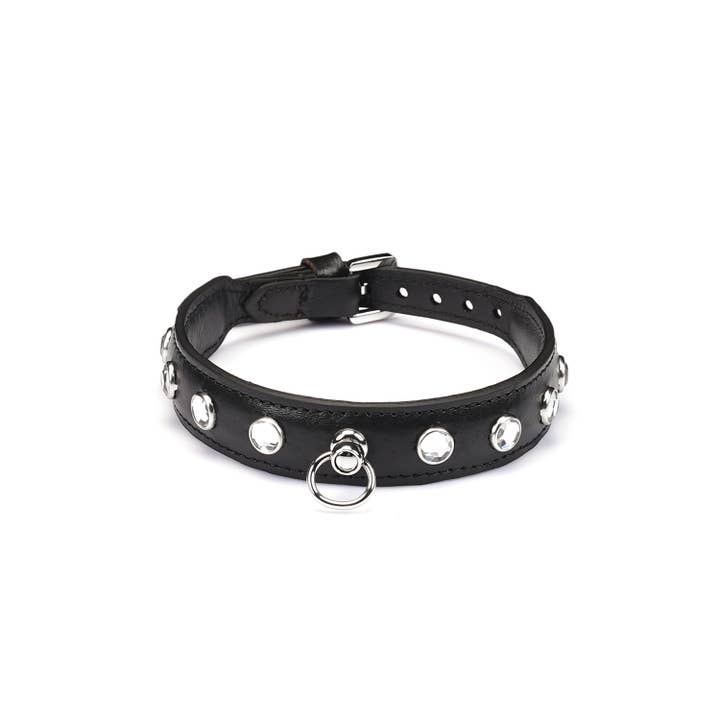 Liebe Seele - Wholesale Choker/Collar - Liebe Seele Premium Leather Choker with Diamonds Black1