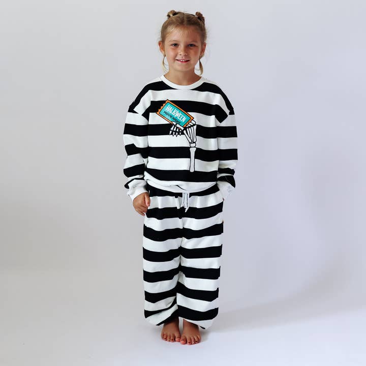 Minimalist Folk Co. – Großhandel Sweatshirt – Kinder – FILMABEND | STREIFEN | übergroßes Drop-Shoulder-Design | KINDER3