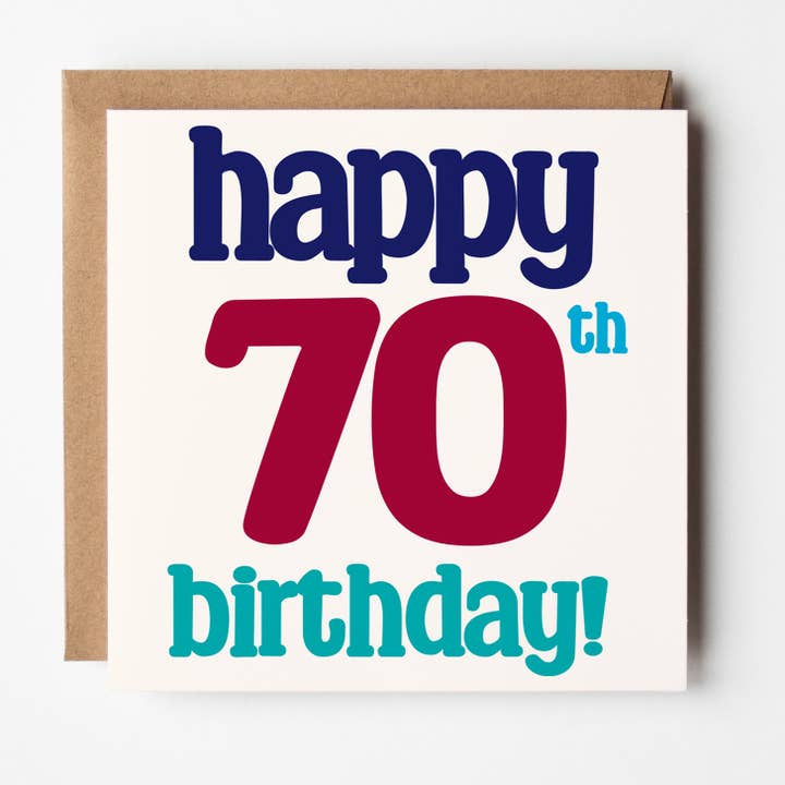 Happy 70th Birthday - Age Birthday Card for wholesale by Timmy Loves