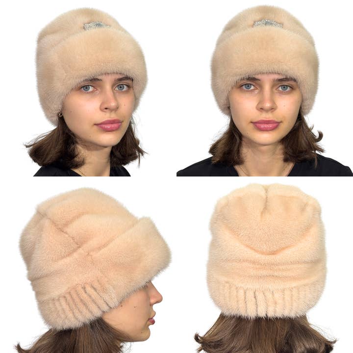 FurStyleUa – Casaco de pele/imitação de pele - Mulher por atacado – Chapéu de Pele de Visão Feminino Inverno Luxo Chapéus de Pele de Visão Verdadeira