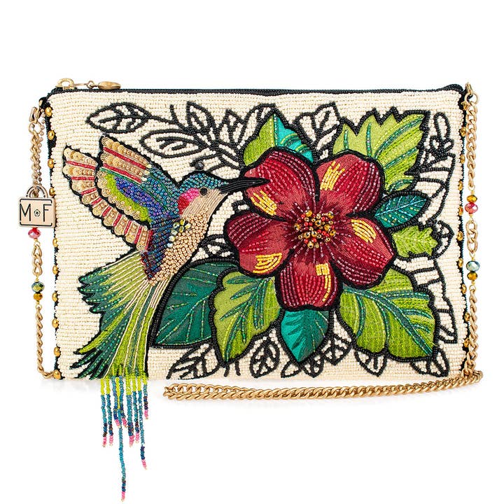 Mary Frances Accessories - Wholesale Crossbody Bag - Women's - Wing It Beaded Hummingbird Crossbody Clutch Beaded Handbag