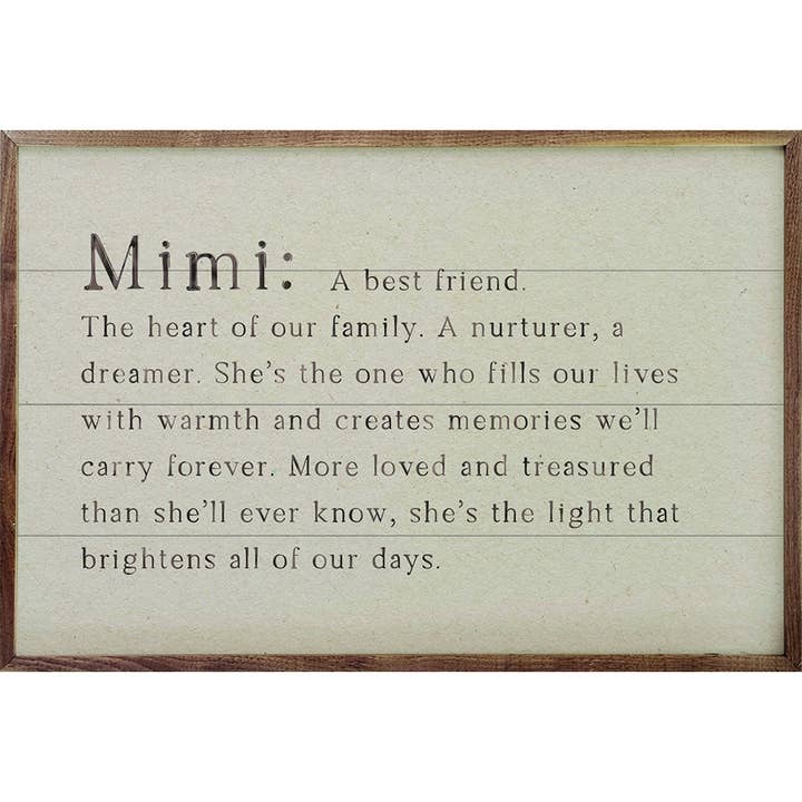 Kendrick Home - Wholesale Wood Wall Art - Family Definition Mimi