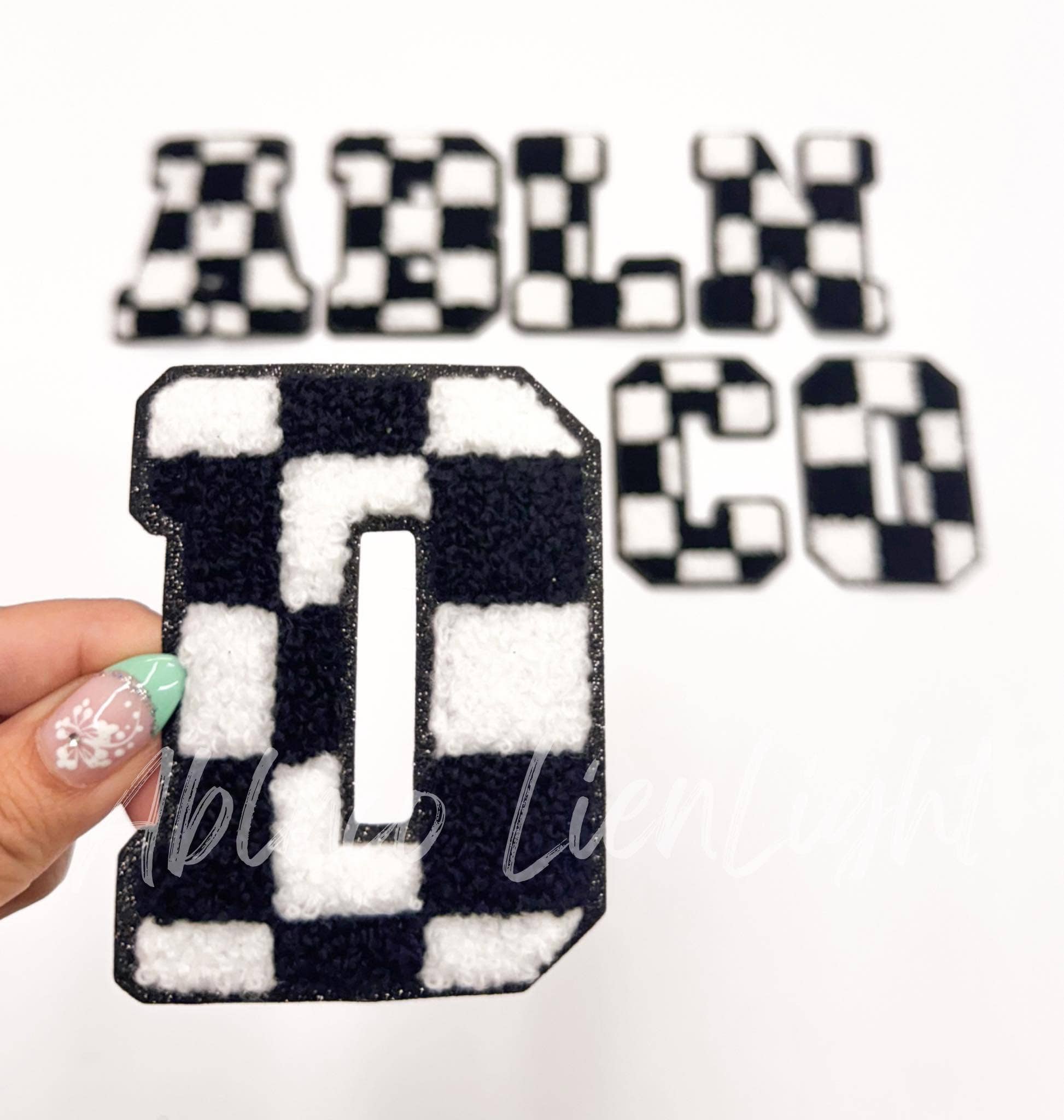 ABLNco - Wholesale Patch - Black Checkered Letters Chenille Embroidery Patch