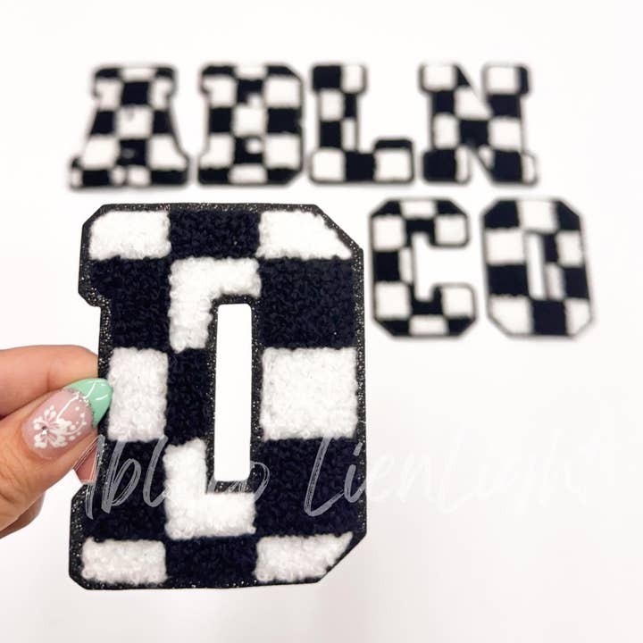ABLNco - Wholesale Patch - Black Checkered Letters Chenille Embroidery Patch0