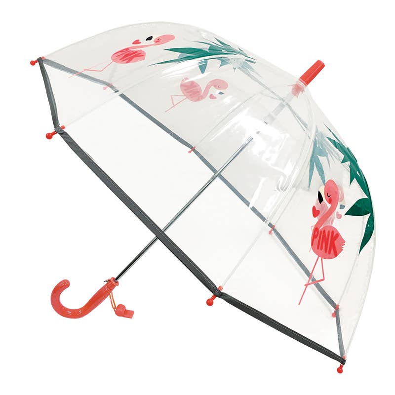 SMATI – wholesale Umbrella – kids – Child's Transparent Umbrella Reflective Flamingo3